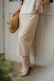 PAYTON BACK SPLIT PENCIL SKIRT (BEIGE)