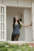 LANICE BACKLESS HALTER TOP (BLUE STRIPE)
