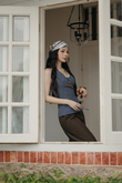 LANICE BACKLESS HALTER TOP (BLUE STRIPE)