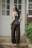 LANICE BACKLESS HALTER TOP (BLUE STRIPE)
