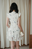 CAROLINE TIERED MINI DRESS (WHITE FLORAL) 