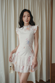 CAROLINE TIERED MINI DRESS (PINK FLORAL) 