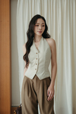 JULLIAN BUTTON VEST TOP (CREAM) JULLIAN BUTTON VEST TOP (CREAM)