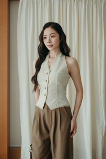 JULLIAN BUTTON VEST TOP (CREAM)