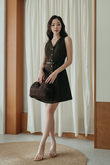 KHLOE BUTTON DOWN MINI DRESS (DARK BROWN) KHLOE BUTTON DOWN MINI DRESS (DARK BROWN)