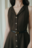 KHLOE BUTTON DOWN MINI DRESS (DARK BROWN) KHLOE BUTTON DOWN MINI DRESS (DARK BROWN)