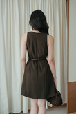 KHLOE BUTTON DOWN MINI DRESS (DARK BROWN) KHLOE BUTTON DOWN MINI DRESS (DARK BROWN)