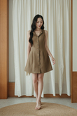 KHLOE BUTTON DOWN MINI DRESS (LIGHT BROWN) KHLOE BUTTON DOWN MINI DRESS (LIGHT BROWN)