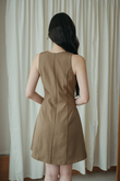 KHLOE BUTTON DOWN MINI DRESS (LIGHT BROWN) KHLOE BUTTON DOWN MINI DRESS (LIGHT BROWN)