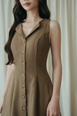 KHLOE BUTTON DOWN MINI DRESS (LIGHT BROWN) KHLOE BUTTON DOWN MINI DRESS (LIGHT BROWN)