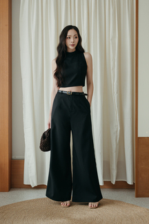 TAELYR MID WAIST PALAZZO (BLACK)
