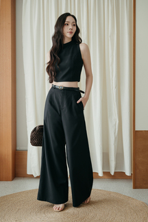 TAELYR MID WAIST PALAZZO (BLACK)