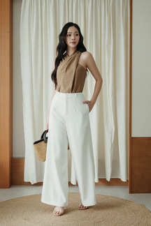 TAELYR MID WAIST PALAZZO (WHITE)