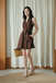 AMBER BUTTON MINI DRESS (BROWN) 