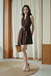 AMBER BUTTON MINI DRESS (BROWN) 