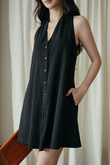 AMBER BUTTON MINI DRESS (BLACK) AMBER BUTTON MINI DRESS (BLACK)