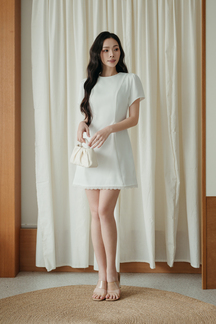 SHANNE ROUND NECK MINI DRESS (WHITE) 