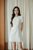 SHANNE ROUND NECK MINI DRESS (WHITE) 