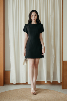 SHANNE ROUND NECK MINI DRESS (BLACK) 
