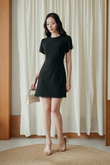 SHANNE ROUND NECK MINI DRESS (BLACK) SHANNE ROUND NECK MINI DRESS (BLACK)