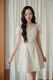 MINNI RIBBON MINI DRESS (YELLOW FLORAL) 