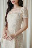 MINNI RIBBON MINI DRESS (YELLOW FLORAL) 