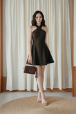 EUNJI CRISS CROSS MINI DRESS (BROWN) EUNJI CRISS CROSS MINI DRESS (BROWN)