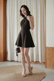 EUNJI CRISS CROSS MINI DRESS (BROWN) EUNJI CRISS CROSS MINI DRESS (BROWN)