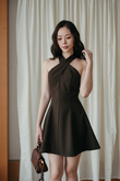 EUNJI CRISS CROSS MINI DRESS (BROWN) EUNJI CRISS CROSS MINI DRESS (BROWN)