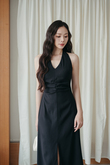 GOLDEE V NECK SPLIT DRESS (BLACK) 