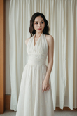ALLISON HALTER NECK DRESS (CREAM) 