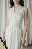 ALLISON HALTER NECK DRESS (CREAM) 
