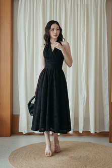 ALLISON HALTER NECK DRESS (BLACK) 