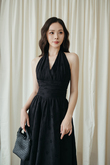 ALLISON HALTER NECK DRESS (BLACK) 