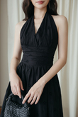 ALLISON HALTER NECK DRESS (BLACK) 