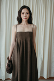 SHERLEE CAMI ELASTIC DRESS (BROWN) 