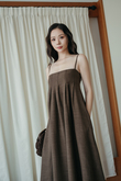 SHERLEE CAMI ELASTIC DRESS (BROWN) 