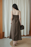 SHERLEE CAMI ELASTIC DRESS (BROWN) 