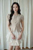 VICKY FRONT BUTTON TOP (NUDE PINK)