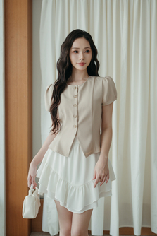 VICKY FRONT BUTTON TOP (NUDE PINK)