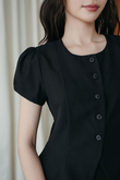 VICKY FRONT BUTTON TOP (BLACK)