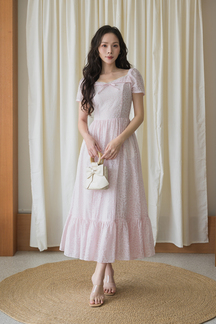 EVELINA RIBBON MIDAXI DRESS (PINK FLORAL)