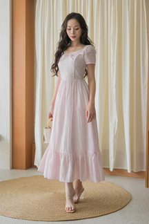 EVELINA RIBBON MIDAXI DRESS (PINK FLORAL)