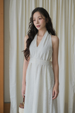 BRYNN V-NECK DRESS (CREAM FLORAL) 