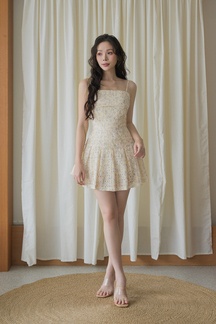 YOONI CAMI PLEATED PLAYSUIT (YELLOW FLORAL) 