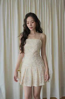 YOONI CAMI PLEATED PLAYSUIT (YELLOW FLORAL) 