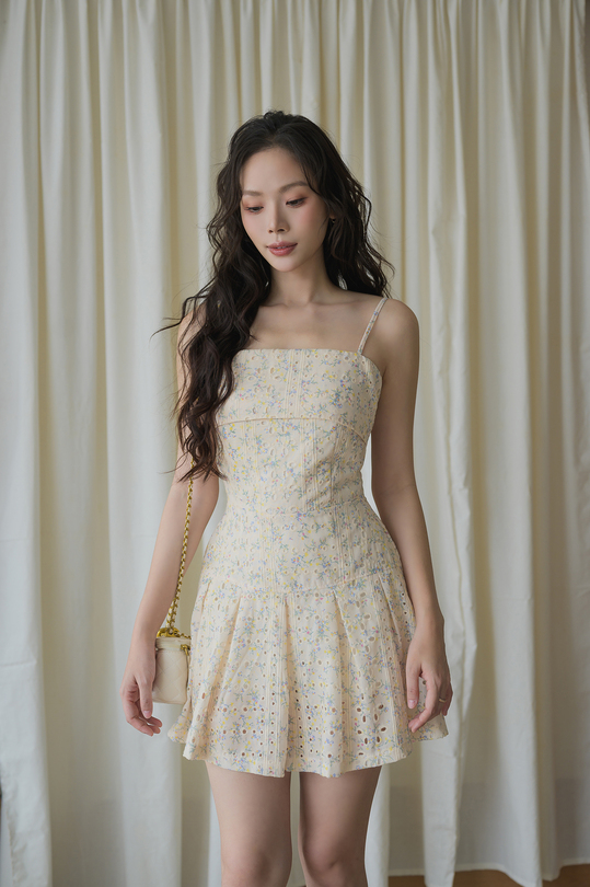 YOONI CAMI PLEATED PLAYSUIT (YELLOW FLORAL) 
