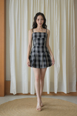 YOONI CAMI PLEATED PLAYSUIT (BLACK CHECKERED) YOONI CAMI PLEATED PLAYSUIT (BLACK CHECKERED)