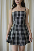 YOONI CAMI PLEATED PLAYSUIT (BLACK CHECKERED) YOONI CAMI PLEATED PLAYSUIT (BLACK CHECKERED)