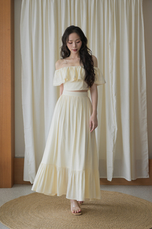 TYLIN HIGH WAISTED RUFFLES SKIRT (CREAM YELLOW)